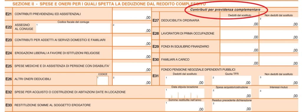 Modello 730 Deduzione Previdenziale